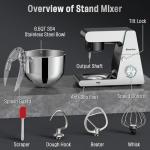 Stand Mixer Body with Stainless Steel Cladding Pro-Grade Powerful Kitchen Mixer for Baking Bread Dough Cake 10+p Speed Tilt-Head Electric Food Mixer With 6.5QT Bowl Dough Hook Wire Whisk Flat Beater