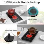 Nafewin 2 Burner Electric Cooktop - 12 Inch Electric Stove Top with Plug, 2100W Countertop Burners & Built-In Stove Top, 9 Levels of Power, Knob Control, Timer & Kid Safety Lock, Residual Heat Warning