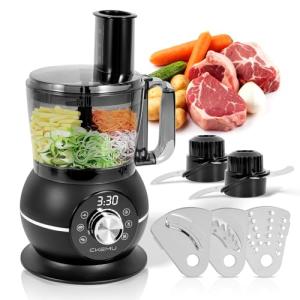 12 Cup Smart Food Processor, Electric Food Chopper Slicer with French-Fry Slicing Shredding Chopping Kneading Cutter, For Meat, Vegetable, Fries, Cheese, Meat & Veggie Prep, Puree