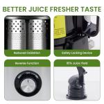 Simple Deluxe Cold Press Juicer, Slow Masticating Juicer Machines with Wide Feed Chute, Fits Whole Fruits and Vegetables, High Juice Yield, BPA Free, Easy to Clean, Silver