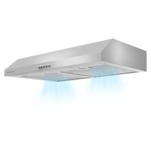 30 Inch Under Cabinet Vent Hood with Brighten Light | 550 CFM Large Flow| Ducted/Ductless Range Hood with Charcoal Filter| 3- Speed Touch Control | 6-Layers Grease Filters|