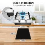 Nafewin Gas Cooktop 2 Burner Propane Cooktop, Stainless Steel Propane Stove 12 inch, Bulit-in Gas Stove Top with Thermocouple Protection, Lpg/Ng Dual Fuel Drop-in Stove for Apartments, Outdoor, Rvs