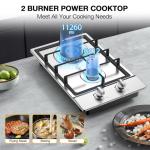 Nafewin Gas Cooktop 2 Burner Propane Cooktop, Stainless Steel Propane Stove 12 inch, Bulit-in Gas Stove Top with Thermocouple Protection, Lpg/Ng Dual Fuel Drop-in Stove for Apartments, Outdoor, Rvs