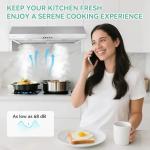 30 Inch Under Cabinet Vent Hood with Brighten Light | 550 CFM Large Flow| Ducted/Ductless Range Hood with Charcoal Filter| 3- Speed Touch Control | 6-Layers Grease Filters|