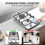 Nafewin Gas Cooktop 2 Burner Propane Cooktop, Stainless Steel Propane Stove 12 inch, Bulit-in Gas Stove Top with Thermocouple Protection, Lpg/Ng Dual Fuel Drop-in Stove for Apartments, Outdoor, Rvs