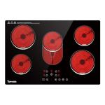 TOPWISH 30 Inch Electric Cooktop, 5 Burners Built-in Electric Stove Top Hot Plate, Drop-in Ceramic Cooktop Kitchen Stoves with Touch Control, Safety Lock, Timer, 220-240v (Hard Wired No Plug)