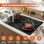 TOPWISH 30 Inch Electric Cooktop, 5 Burners Built-in Electric Stove Top Hot Plate, Drop-in Ceramic Cooktop Kitchen Stoves with Touch Control, Safety Lock, Timer, 220-240v (Hard Wired No Plug)