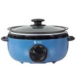 ICOOK USC-65-OP001BL 6.5 Quart Slow Cooker,Aluminium Sear/Sauté Stew Pot Stovetop safe,Dishwasher Safe,Glass Lid,Adjustable Temp,Food Warmer(Blue)