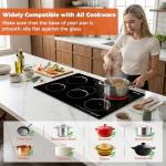 TOPWISH 30 Inch Electric Cooktop, 5 Burners Built-in Electric Stove Top Hot Plate, Drop-in Ceramic Cooktop Kitchen Stoves with Touch Control, Safety Lock, Timer, 220-240v (Hard Wired No Plug)