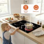 TOPWISH 30 Inch Electric Cooktop, 5 Burners Built-in Electric Stove Top Hot Plate, Drop-in Ceramic Cooktop Kitchen Stoves with Touch Control, Safety Lock, Timer, 220-240v (Hard Wired No Plug)