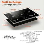 TOPWISH 30 Inch Electric Cooktop, 5 Burners Built-in Electric Stove Top Hot Plate, Drop-in Ceramic Cooktop Kitchen Stoves with Touch Control, Safety Lock, Timer, 220-240v (Hard Wired No Plug)