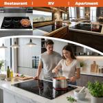 TOPWISH 30 Inch Electric Cooktop, 5 Burners Built-in Electric Stove Top Hot Plate, Drop-in Ceramic Cooktop Kitchen Stoves with Touch Control, Safety Lock, Timer, 220-240v (Hard Wired No Plug)