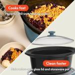 bella 6.0 Qt Programmable Slow Cooker, Ceramic Nonstick Coating, Adjustable Temperature & Cooking Times, Dishwasher Safe Stoneware Pot & Tempered Glass Lid, Tangle Free Cord Wrap, Surf