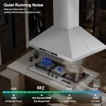 Tieasy 30" Island Range Hood 700 CFM Ceiling Mount Kitchen Vent Hood with Gesture/Touch Control, 3-Speed Fan & 4 LED Lights, Convertible Ductless/Duct, Stainless Steel Baffle Filters,Time Setting