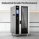 Commercial Combi Oven - Countertop Convection and Steam with Self-Cleaning for Restaurant and Bakery, Energy Efficient Digital Combi Oven with 100-Recipe Memory