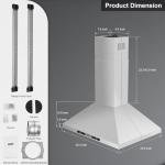 Tieasy 30" Island Range Hood 700 CFM Ceiling Mount Kitchen Vent Hood with Gesture/Touch Control, 3-Speed Fan & 4 LED Lights, Convertible Ductless/Duct, Stainless Steel Baffle Filters,Time Setting