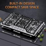 30 inch Gas Cooktop, Bulit-in Gas Stove Top with 5 Burner, NG/LPG Convertible Cooktops, 5 Burner Propane Cooktop with Thermocouple Protection, Stainless Steel
