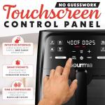 Gourmia 8 Qt Air Fryer, 8 Presets with Digital Display, FryForce 360° Technology, Easy View Window & Interior Light, Dishwasher Safe Basket, Black