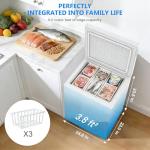 Cowsar 5.0 Cu.Ft Deep Freezer with 3 Basket, Quiet Chest Freezer Adjustable 7 Thermostat, Compact Freezer Free-Standing Top Door, Energy Saving for Apartment/Garage/Basement/Dorm/Home,White