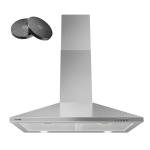Hermitlux Range Hood 30 inch, Stainless Steel Wall Mount Vent Hoods for Kitchen with Charcoal Filter, Ducted/Ductless Convertible, 3 Speed Exhaust Fan, LED Light, Button Control