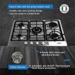 Summit 27" 5 Burner Gas Cooktop, Stainless steel, Cast Iron- GC527SS