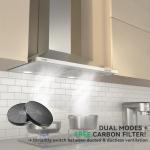 Hermitlux Range Hood 30 inch, Stainless Steel Wall Mount Vent Hoods for Kitchen with Charcoal Filter, Ducted/Ductless Convertible, 3 Speed Exhaust Fan, LED Light, Button Control