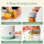 SUNHAIXIA Rechargeable Electric Juicer - Citrus Juicer with Type-c Rechargeable for Orange, Lemon and Grapefruit Juicing. (White-45Watts)