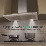 Hermitlux Range Hood 30 inch, Stainless Steel Wall Mount Vent Hoods for Kitchen with Charcoal Filter, Ducted/Ductless Convertible, 3 Speed Exhaust Fan, LED Light, Button Control