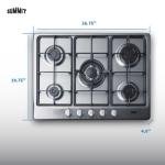 Summit 27" 5 Burner Gas Cooktop, Stainless steel, Cast Iron- GC527SS