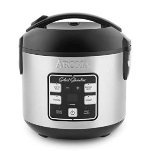 AROMA® Select Stainless® Rice Cooker, 4-Cup (Uncooked) / 8-Cup (Cooked), Stainless Steel Inner Pot, Multicooker, Steamer, 2 Qt, Stainless Steel, ARC-914SBDS