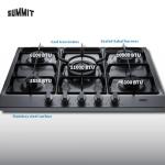 Summit 27" 5 Burner Gas Cooktop, Stainless steel, Cast Iron- GC527SS