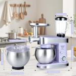 SeaSpark Multifunctional Stand Mixer, 6 in 1 Stand Mixer, 6.3Qt Tilt-head, Standing Mixer with Stainless Steel Bowl, Meat Grinder, Juice Blender, for professional Baking and Most Home Cooks, Purple