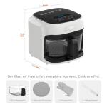 BOSWELL Glass Air Fryer, 7.5QT with Transparent Fry Bowl, Circulating Heating, Temperature Control, Air Fryer Roast, Dishwasher Safe (white)