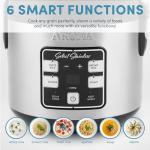 AROMA® Select Stainless® Rice Cooker, 4-Cup (Uncooked) / 8-Cup (Cooked), Stainless Steel Inner Pot, Multicooker, Steamer, 2 Qt, Stainless Steel, ARC-914SBDS