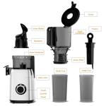 Electactic Slow Juicer Machine with 300W Pure Copper Motor, 5.4-Inch Wide Chute & Reverse Function, Stainless Steel Juicer for Family Daily Use