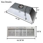 SINDA 48 inch Built-in/Insert Range Hood 1150 CFM, Stainless Steel Under Cabinet Range Hood Kitchen Vent Hood with Liner and SINDA Internal Motor, 4-Speed Fan, Adjustable Lights, Baffle Filter