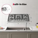 GASLAND 30 Inch Gas Cooktop, 5 Burner Propane Stovetop, Built-in NG/LPG Convertible Cooktops, Gas Countertop Plug-in with Thermocouple Protection, 304 Stainless Steel Panel, CSA Certified