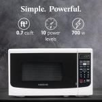 Farberware 0.7 Cu. Ft. Countertop Microwave Oven – 700 Watts Power, Auto Cook Settings, Defrost, Easy Clean and Child Safety Lock - White