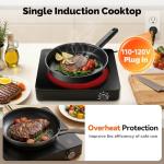 Vinlyto Portable Single Burner Electric Cooktop, 1200W 110-120V Countertop Hot Plate with Knob Control & 6 Power Levels, Black Crystal Glass Surface, Compatible with All Cookware, for Home Camping