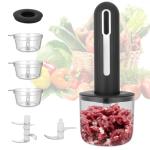 Wynboop MINI Cordless Food Processor Electric Vegetable Chopper,USB Rechargable Compact Meat Grinder with 4 Cups & 2 Slicers for Baby Foods Kitchen,Mincing Pureeing Onion Garlic Chili & Spices(Black)
