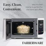 Farberware 0.7 Cu. Ft. Countertop Microwave Oven – 700 Watts Power, Auto Cook Settings, Defrost, Easy Clean and Child Safety Lock - White
