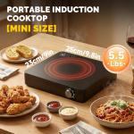 Vinlyto Portable Single Burner Electric Cooktop, 1200W 110-120V Countertop Hot Plate with Knob Control & 6 Power Levels, Black Crystal Glass Surface, Compatible with All Cookware, for Home Camping