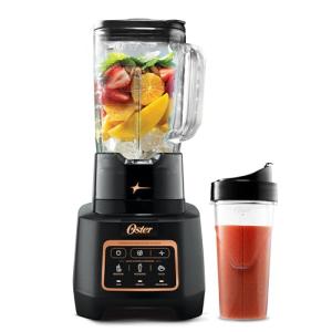 Oster Extreme Mix Blender, 64oz Glass Jar, 3 iBlend Preset Functions, 1600-Watts, 10-Point Blade Stack with Titanium Coating & 24oz Blend-N-Go Cup