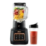Oster Extreme Mix Blender, 64oz Glass Jar, 3 iBlend Preset Functions, 1600-Watts, 10-Point Blade Stack with Titanium Coating & 24oz Blend-N-Go Cup