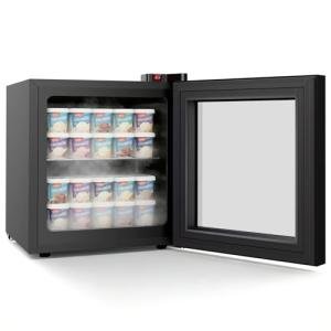 COWSAR 1.1 Cu Ft Compact Mini Freezer, 7 Temp Settings (-18°F to -10°F), Removable Shelf Display Freezer for Home/Kitchen/Dorm/Office, Suitable for Ice Cream/Meat/Seafood