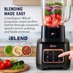 Oster Extreme Mix Blender, 64oz Glass Jar, 3 iBlend Preset Functions, 1600-Watts, 10-Point Blade Stack with Titanium Coating & 24oz Blend-N-Go Cup