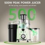 Juicer Machine, 500W Centrifugal Juicer Extractor with 3 Speed & Wide Mouth 3” Feed Chute for Fruit Vegetable, High Yield Juicer Included Cleaning Brush for Easy to Clean