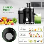Juicer Machine, 500W Centrifugal Juicer Extractor with 3 Speed & Wide Mouth 3” Feed Chute for Fruit Vegetable, High Yield Juicer Included Cleaning Brush for Easy to Clean