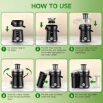 Juicer Machine, 500W Centrifugal Juicer Extractor with 3 Speed & Wide Mouth 3” Feed Chute for Fruit Vegetable, High Yield Juicer Included Cleaning Brush for Easy to Clean