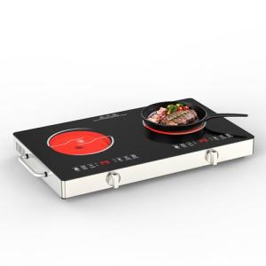 GIHETKUT Electric Cooktop,110V 2400W Stove top, Countertop Cooktop with 9 Power Levels, LED Display,Child Safety Lock, Timer,Knob and Touch Control 2 burner Electric cooktop